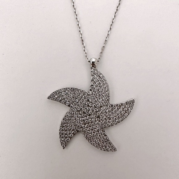 925 Silver sea star necklace cz stones